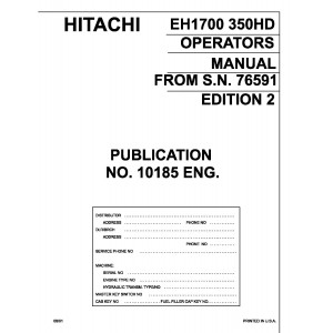 Hitachi EH1600 and EH1700 Rigid Dump Truck set of Service Manuals