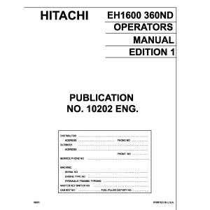 Hitachi EH1600 and EH1700 Rigid Dump Truck set of Service Manuals