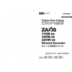 Hitachi Zaxis 190W-5B Wheel Excavator set of Parts Catalogs