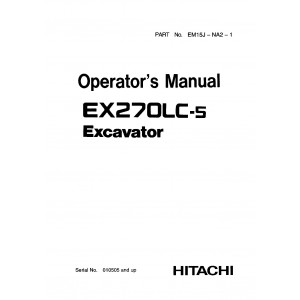 Hitachi EX200-5, EX230-5 and EX270-5 Crawler Excavator set of Service Manuals