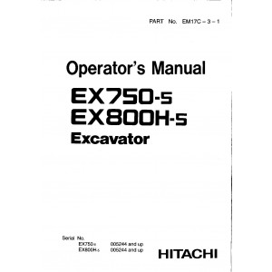 Hitachi EX750-5 and EX800H-5 Crawler Excavator set of Service Manuals