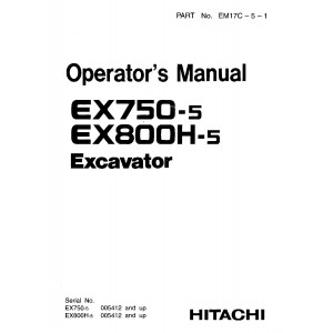 Hitachi EX750-5 and EX800H-5 Crawler Excavator set of Service Manuals