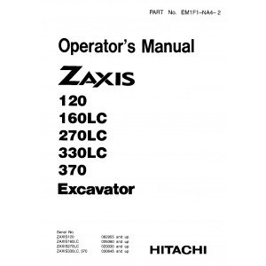 Hitachi Zaxis 160LC, Zaxis 180LC and Zaxis 180LCN Crawler Excavator set of Service Manuals