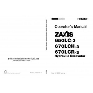 Hitachi Zaxis 650LC-3 and Zaxis 670LCH-3 Crawler Excavator set of Service Manuals