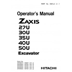 Hitachi Zaxis 40U and Zaxis 50U Compact Excavator set of Service Manuals