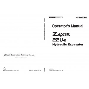 Hitachi Zaxis 22U-2 Compact Excavator set of Service Manuals