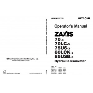 Hitachi Zaxis 70-3, Zaxis 70LC-3, Zaxis 70LCN-3, Zaxis 75US-3 and Zaxis 85US-3 Compact Excavator set of Service Manuals