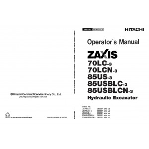 Hitachi Zaxis 85USBLC-3 Compact Excavator set of Service Manuals