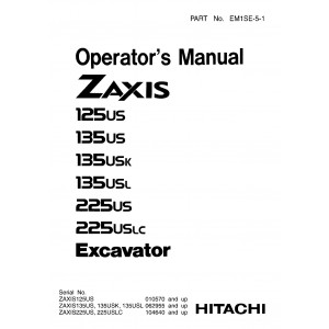 Hitachi Zaxis 125US, Zaxis 135US, Zaxis 135USK and Zaxis 135USL Crawler Excavator set of Service Manuals