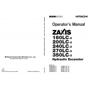 Hitachi Zaxis 200-3, Zaxis 210-3, Zaxis 225US-3, Zaxis 240-3, Zaxis 250-3, Zaxis 270-3 and Zaxis 280 Series Crawler Excavator set of Service Manuals