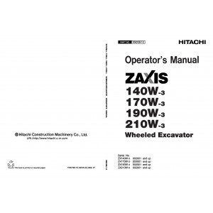 Hitachi Zaxis 170W-3 and Zaxis 190W-3 Wheel Excavator set of Service Manuals