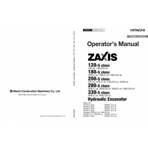 Hitachi Zaxis 210-5B, Zaxis 210LC-5B, Zaxis 210LCN-5B and Zaxis 240N-5B Crawler Excavator set of Service Manuals