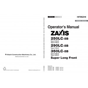 Hitachi Zaxis 250LC-5B and Zaxis 250LCN-5B Crawler Excavator set of Service Manuals