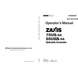 Hitachi Zaxis 75US-5A and Zaxis 85US-5A Compact Excavator set of Service Manuals