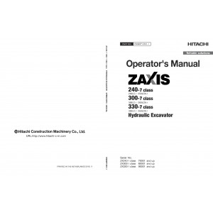 Hitachi Zaxis 300LC-7 and Zaxis 300LCN-7 Crawler Excavator set of Service Manuals