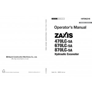 Hitachi Zaxis 470-5A, Zaxis 470LC-5A, Zaxis 490H-5A, Zaxis 490LCH-5A and Zaxis 530LCH-5A Crawler Excavator set of Service Manuals