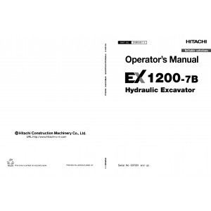 Hitachi EX1200-7B (Tier 4 Final Cummins engine) Hydraulic Excavator set of Service Manuals