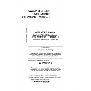 Hitachi Zaxis 310F-LL-6N Log Loader set of Service Manuals