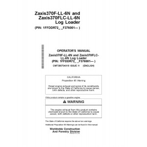 Hitachi Zaxis 370F-LL-6N and Zaxis 370FLC-LL-6N Log Loader set of Service Manuals