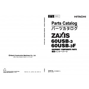 Hitachi Zaxis 60USB-3 Compact Excavator set of Parts Catalogs