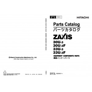 Hitachi Zaxis 30U-3, Zaxis 30U-3F, Zaxis 33U-3 and Zaxis 33U-3F Compact Excavator set of Parts Catalogs