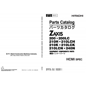 Hitachi Zaxis 200, Zaxis 200LC, Zaxis 210H, Zaxis 210LCH, Zaxis 210K, Zaxis 210LCK, Zaxis 210LCN and Zaxis 240 Crawler Excavator set of Parts Catalogs