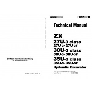 Hitachi Zaxis 27U-3, Zaxis 27U-3F, Zaxis 30U-3, Zaxis 30U-3F, Zaxis 35U-3 and Zaxis 35U-3F Compact Excavator set of Service Manuals