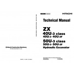 Hitachi Zaxis 40U-3, Zaxis 40U-3F, Zaxis 50U-3 and Zaxis 50U-3F Compact Excavator set of Service Manuals