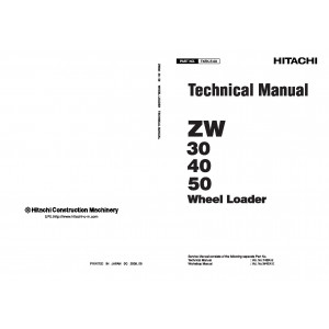 Hitachi Zaxis ZW30, Zaxis ZW40 and Zaxis ZW50 Wheel Loader set of Service Manuals