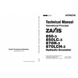 Hitachi Zaxis 850-3, Zaxis 850LC-3, Zaxis 870H-3 and Zaxis 870LCH-3 Crawler Excavator set of Service Manuals