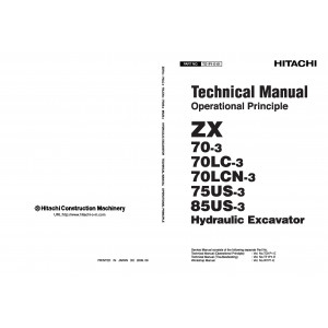 Hitachi Zaxis 70-3, Zaxis 70LC-3, Zaxis 70LCN-3, Zaxis 75US-3 and Zaxis 85US-3 Compact Excavator set of Service Manuals