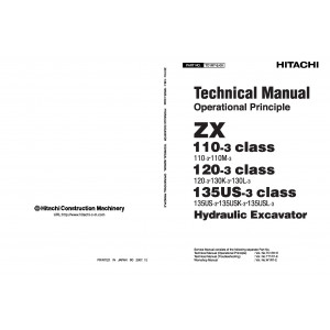 Hitachi Zaxis 110-3, Zaxis 110M-3, Zaxis 120-3, Zaxis 130L-3, Zaxis 130-K3, Zaxis 135US-3, Zaxis 135USK-3 and Zaxis 135USL-3 Crawler Excavator set of Service Manuals