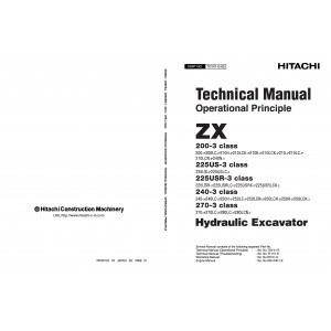 Hitachi Zaxis 200-3, Zaxis 210-3, Zaxis 225US-3, Zaxis 240-3, Zaxis 250-3, Zaxis 270-3 and Zaxis 280 Series Crawler Excavator set of Service Manuals