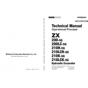 Hitachi Zaxis 200-5G, Zaxis 200LC-5G, Zaxis 210H-5G, Zaxis 210LCH-5G, Zaxis 210K-5G and Zaxis 210LCK-5G Crawler Excavator set of Service Manuals