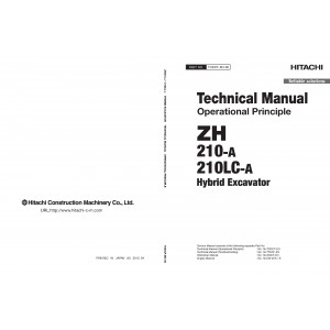 Hitachi ZH 210-A and ZH 210LC-A Hybrid Excavator set of Service Manuals