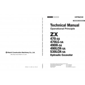 Hitachi Zaxis 470-5A, Zaxis 470LC-5A, Zaxis 490H-5A, Zaxis 490LCH-5A and Zaxis 530LCH-5A Crawler Excavator set of Service Manuals