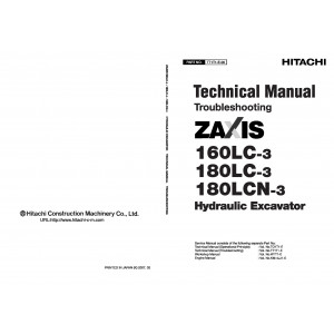 Hitachi Zaxis 160LC-3, Zaxis 180LC-3 and Zaxis 180LCN-3 Crawler Excavator set of Service Manuals