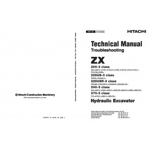 Hitachi Zaxis 225US-3 and Zaxis 225USLC-3 Crawler Excavator set of Service Manuals