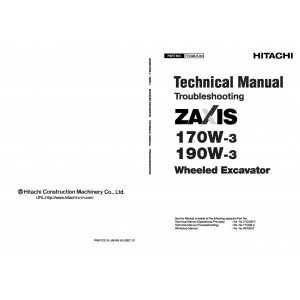 Hitachi Zaxis 170W-3 and Zaxis 190W-3 Wheel Excavator set of Service Manuals