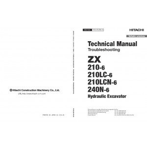 Hitachi Zaxis 210-6, Zaxis 210LC-6, Zaxis 210LCN-6 and Zaxis 240N-6 Crawler Excavator set of Service Manuals