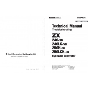 Hitachi Zaxis 240-5G, Zaxis 240LC-5G, Zaxis 250H-5G and Zaxis 250LCH-5G Crawler Excavator set of Service Manuals