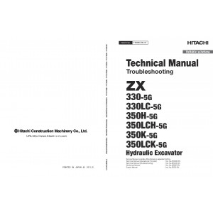 Hitachi Zaxis 330-5G, Zaxis 330LC-5G, Zaxis 350H-5G, Zaxis 350LCH-5G, Zaxis 350K-5G and Zaxis 350LCK-5G Crawler Excavator set of Service Manuals