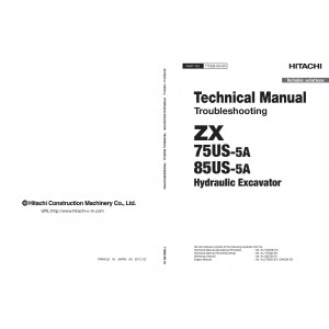 Hitachi Zaxis 75US-5A and Zaxis 85US-5A Compact Excavator set of Service Manuals