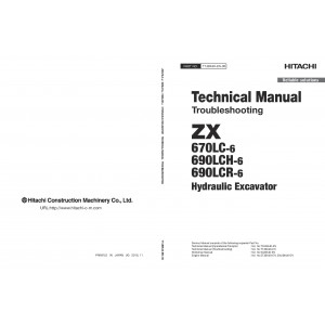 Hitachi Zaxis 670LC-6, Zaxis 690LCH-6 and Zaxis 690LCR-6 Crawler Excavator set of Service Manuals