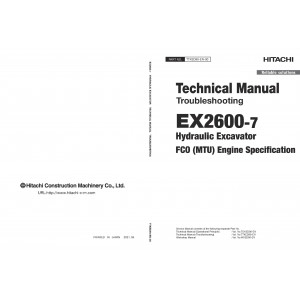 Hitachi EX2600-7 (FCO (MTU) Engine Specification) Hydraulic Excavator set of Service Manuals