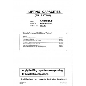 Hitachi-Sumitomo SCX1200-2 and SCX1500-2 Crawler Crane set of Service Manuals