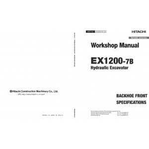 Hitachi EX1200-7B (Tier 4 Final Cummins engine) Hydraulic Excavator set of Service Manuals