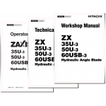 Hitachi Zaxis 35U-3, Zaxis 50U-3 and Zaxis 60USB-3 Hydraulic Angle Blade set of Service Manuals