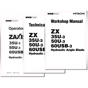 Hitachi Zaxis 35U-3, Zaxis 50U-3 and Zaxis 60USB-3 Hydraulic Angle Blade set of Service Manuals