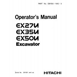 Hitachi EX27U, EX35U, EX40U and EX50U Compact Excavator set of Service Manuals